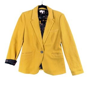 Philosophy Republic‎ Yellow Textured Blazer Womens 6 Moon Star Lined Boho